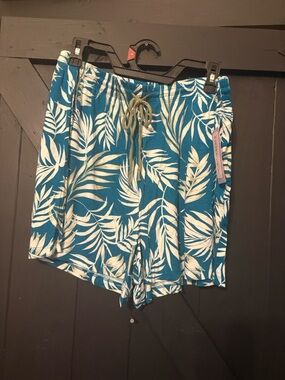 Women’s Teal Tropical Print Pajama Shorts
